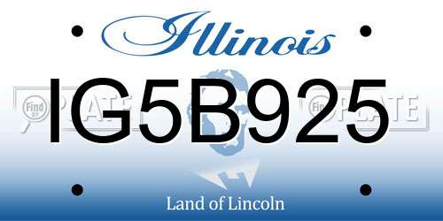 IG5B925 Illinois License Plate