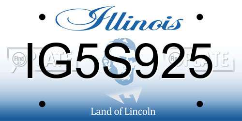 IG5S925 Illinois License Plate