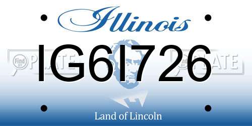 IG6I726 Illinois License Plate