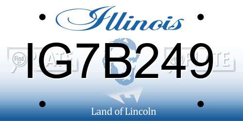 IG7B249 Illinois License Plate