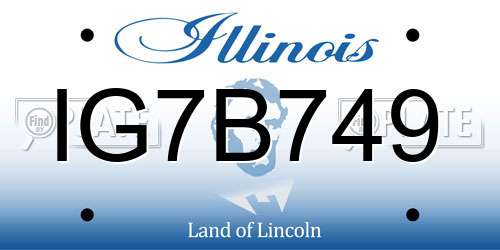 IG7B749 Illinois License Plate