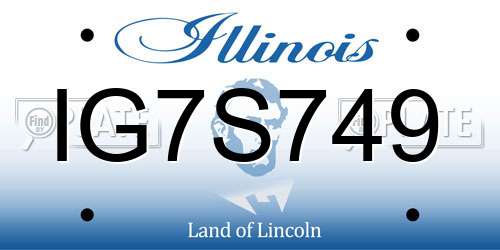 IG7S749 Illinois License Plate