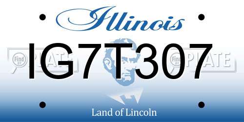 IG7T307 Illinois License Plate