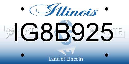 IG8B925 Illinois License Plate