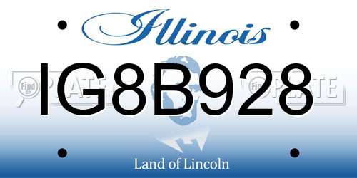 IG8B928 Illinois License Plate