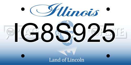 IG8S925 Illinois License Plate