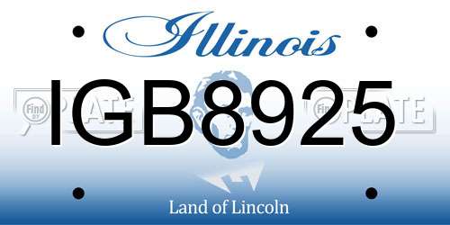 IGB8925 Illinois License Plate