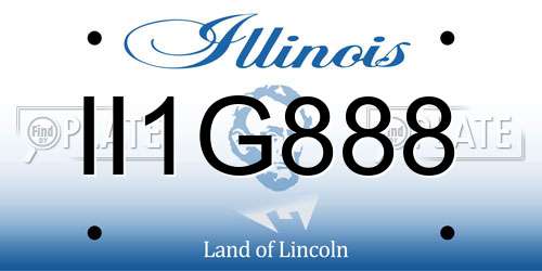 II1G888 Illinois License Plate