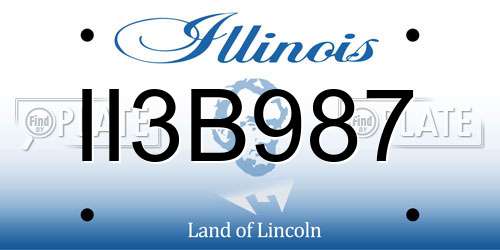 II3B987 Illinois License Plate