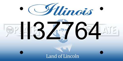 II3Z764 Illinois License Plate