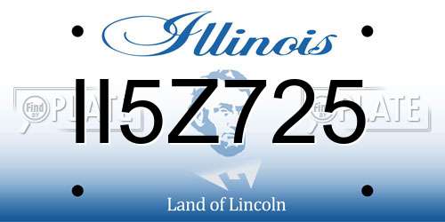 II5Z725 Illinois License Plate