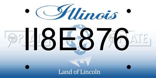 II8E876 Illinois License Plate