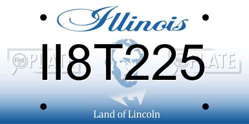 II8T225 Illinois License Plate
