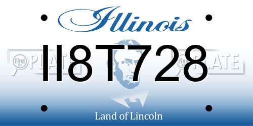 II8T728 Illinois License Plate