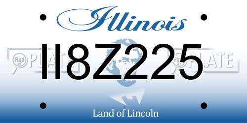 II8Z225 Illinois License Plate