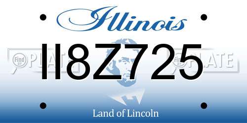 II8Z725 Illinois License Plate