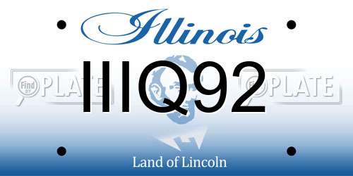 IIIQ92 Illinois License Plate