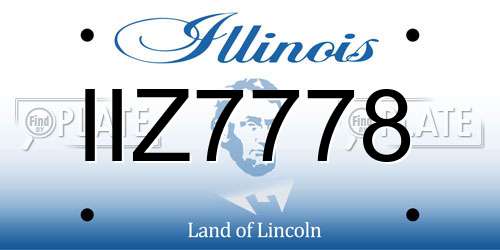 IIZ7778 Illinois License Plate