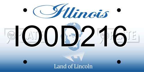 IO0D216 Illinois License Plate