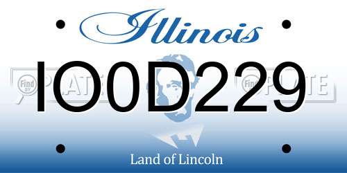 IO0D229 Illinois License Plate