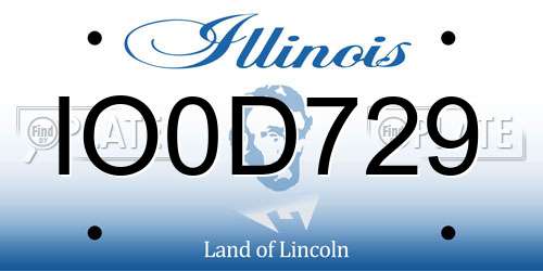 IO0D729 Illinois License Plate