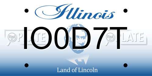 IO0D7T Illinois License Plate
