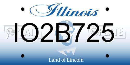 IO2B725 Illinois License Plate