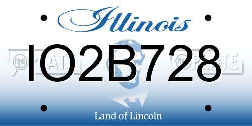 IO2B728 Illinois License Plate