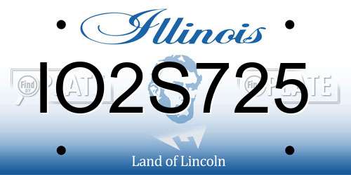 IO2S725 Illinois License Plate