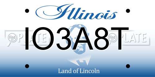 IO3A8T Illinois License Plate