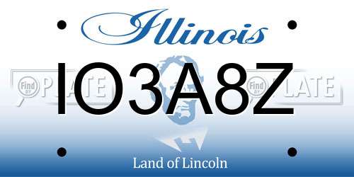 IO3A8Z Illinois License Plate