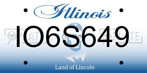 IO6S649 Illinois License Plate