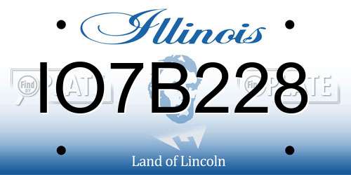 IO7B228 Illinois License Plate