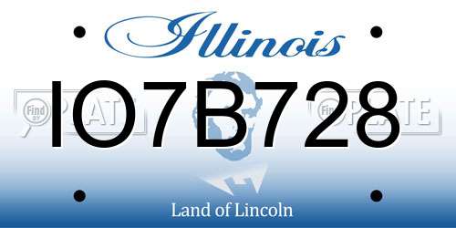 IO7B728 Illinois License Plate
