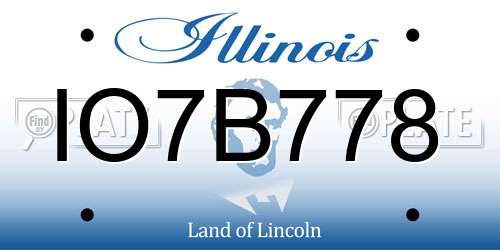 IO7B778 Illinois License Plate