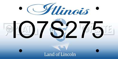 IO7S275 Illinois License Plate