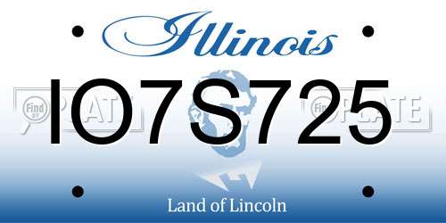 IO7S725 Illinois License Plate
