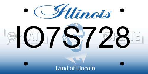 IO7S728 Illinois License Plate