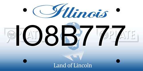 IO8B777 Illinois License Plate