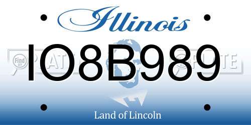 IO8B989 Illinois License Plate