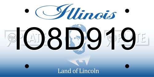 IO8D919 Illinois License Plate