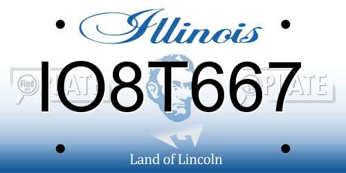 IO8T667 Illinois License Plate