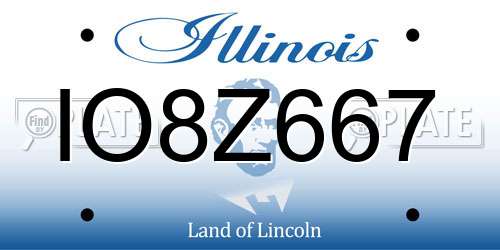 IO8Z667 Illinois License Plate