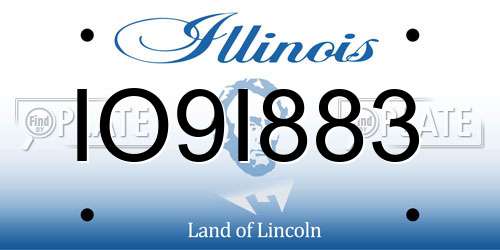 IO9I883 Illinois License Plate