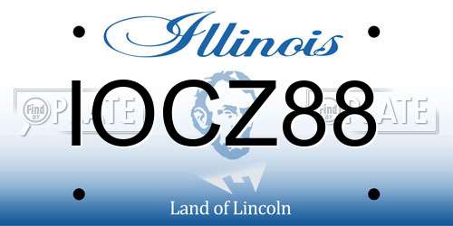 IOCZ88 Illinois License Plate