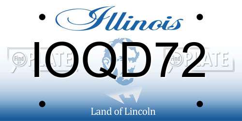 IOQD72 Illinois License Plate