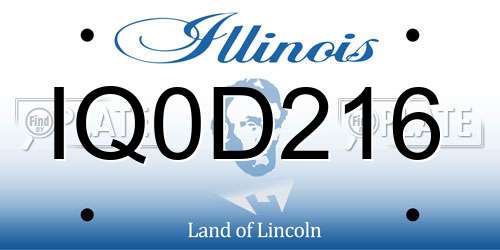 IQ0D216 Illinois License Plate