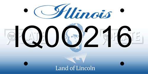 IQ0O216 Illinois License Plate