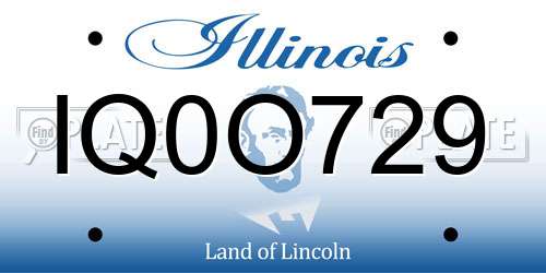IQ0O729 Illinois License Plate