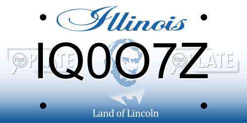 IQ0O7Z Illinois License Plate